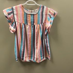 Striped ruffle flowy shirt.